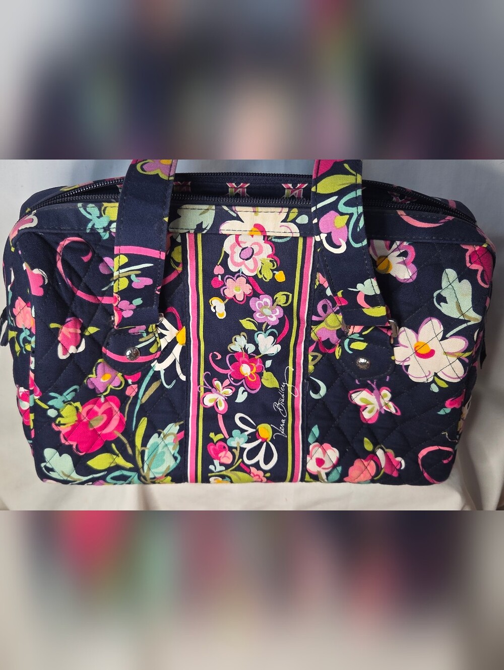 Vera Bradley Retired Ribbons Quilted Cotton Shoulder Bag Purse Y2K Vintage Style